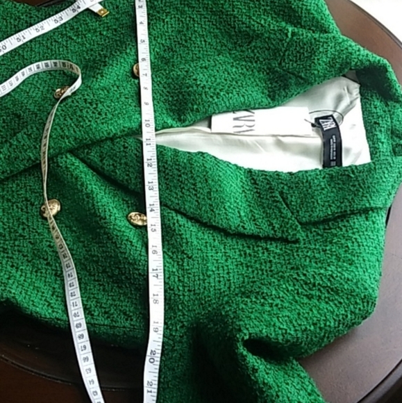 NWT Zara Green Texture Long Blazer Coat. Size M - Picture 16 of 17